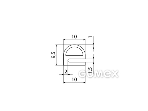 Silikónový profil tvaru "e" s dutinkou, 9,5x10/1,5mm, 40°ShA, -60°C/+180°C, transparentný